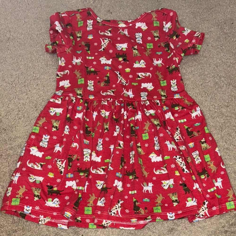 Red Kids Dress with Animal Print
